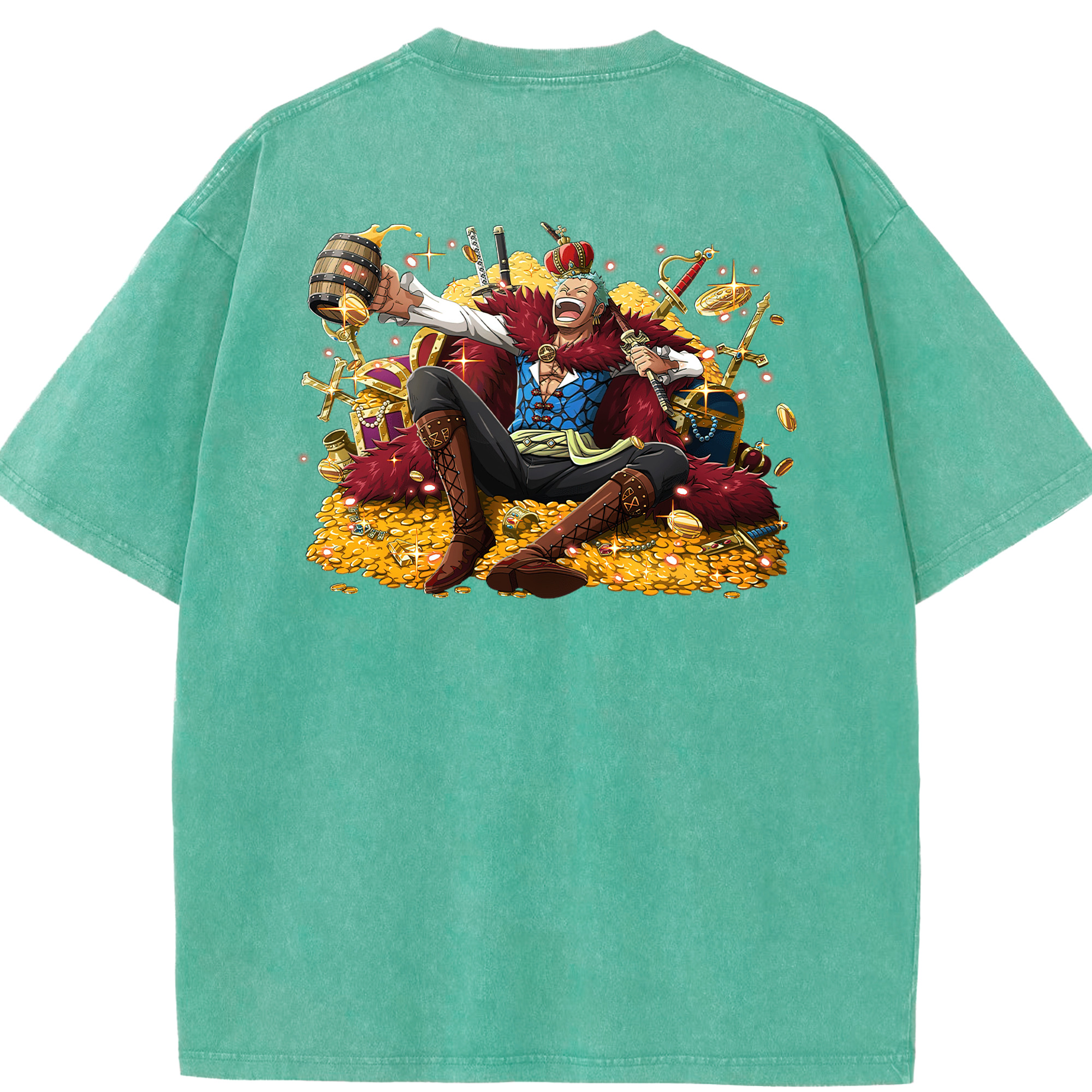 ワンピース ロロノア・ゾロ ONE PIECE Roronoa Zoro 綿100% ヴィンテージ風 半袖Tシャツ（背面プリント）